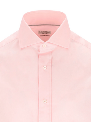 Brunello Cucinelli Cotton Point-Collar Dress Shirt Pale Pink