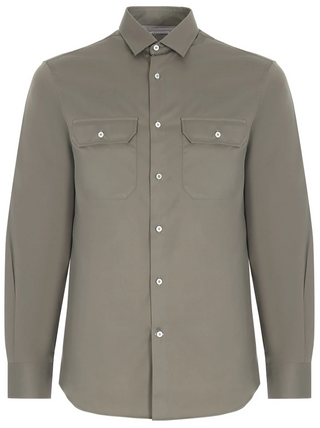 Brunello Cucinelli Cotton Military Green Field Shirt