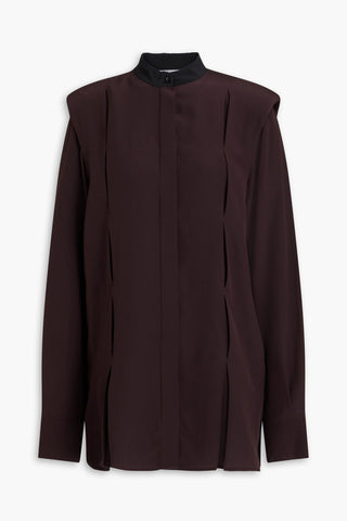 VICTORIA BECKHAM PLEATED SILK CREPE DE CHINE BLOUSE - Size 10
