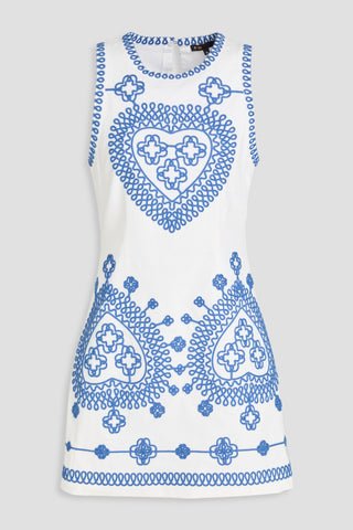 MAJE EMBROIDERED COTTON-BLEND TWILL MINI DRESS - Size 42