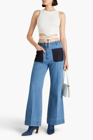 ALICE + OLIVIA LATIA CROPPED STRETCH-JERSEY TOP - Size S