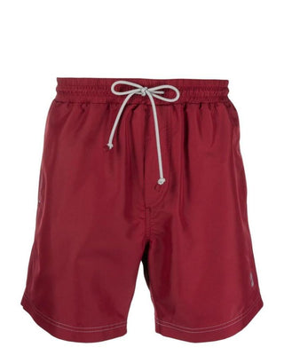 Brunello Cucinelli Brunello Cucinelli Technical Fabric Drawstring Swim Trunks in Red