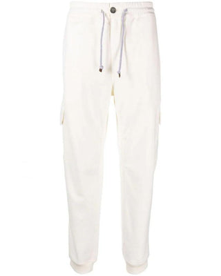Brunello Cucinelli Cotton Drawstring Cargo Joggers in Off-White