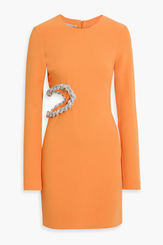 STELLA MCCARTNEY EMBELLISHED CUTOUT CREPE MINI DRESS - Size 34