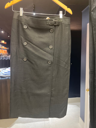 Tom Ford Twill Double-Breasted Pencil Skirt Black
