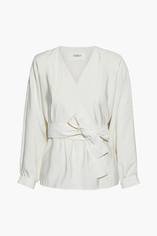 BA&SH COLA WRAP-EFFECT CREPE DE CHINE TOP - Size 0