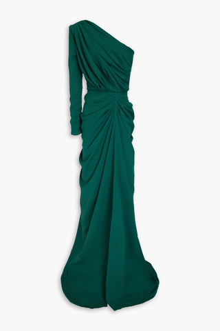 RHEA COSTA ZEINA ONE-SLEEVE CREPE GOWN - Size 46