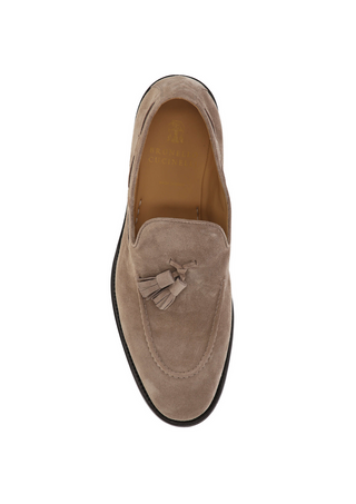 Brunello Cucinelli Suede Tassel Loafers Taupe