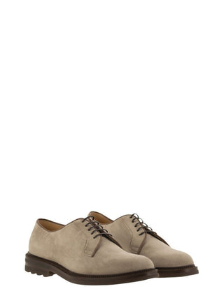 Brunello Cucinelli Suede Derby Shoes with Lug Sole