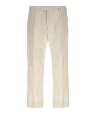 Zegna White Cotton Blend Flat-Front Trousers