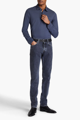 TOM FORD COTTON AND SILK-BLEND PIQU POLO SHIRT - Size 52