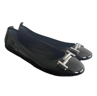 Tods Patent Leather Double T Ballerinas in Black