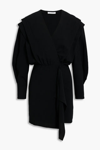 IRO RIXTON PLEATED CREPE MINI WRAP DRESS - Size 38