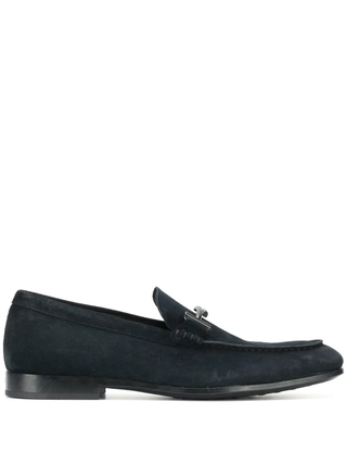 Tods Suede T-Bar Hardware Loafers Navy