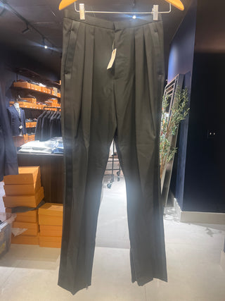 Tom Ford Smooth Pleated Trousers with Zippered Cuffs Black