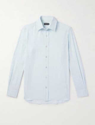Tom Ford Silk-Viscose Bright Blue Point-Collar Shirt