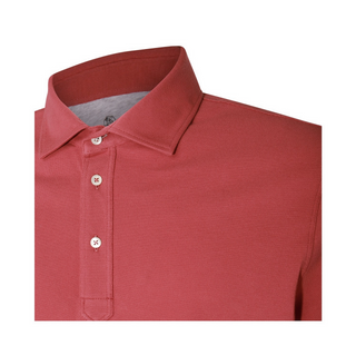 Brunello Cucinelli Cotton Polo Shirt with Contrast Trim Raspberry