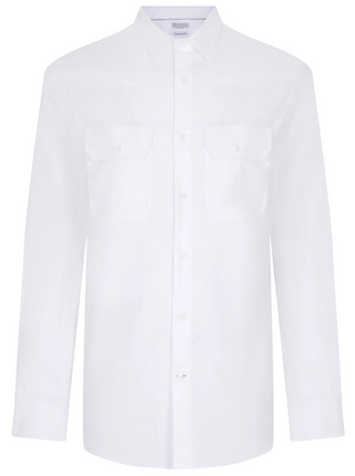 Brunello Cucinelli Cotton Point-Collar Double Flap Pocket Shirt White