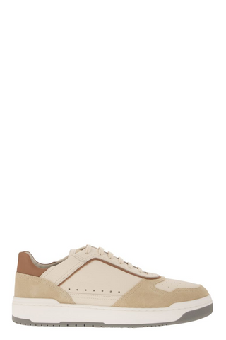 Brunello Cucinelli Two-Tone Leather Suede Low-Top Sneakers