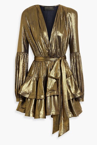 BRONX AND BANCO BEDOUIN RUFFLED LAM MINI DRESS - Size 6