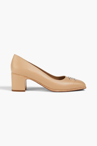 FERRAGAMO COMISO EMBELLISHED LEATHER PUMPS - Size 9