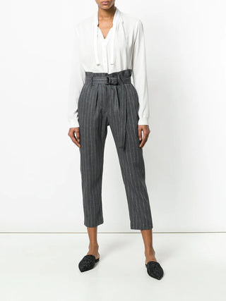 Brunello Cucinelli Brunello Cucinelli Pinstripe High-Waist Belted Tapered Trousers