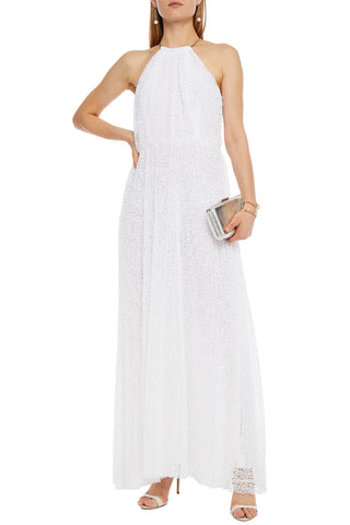 MICHAEL KORS GATHERED CROCHETED LACE MAXI DRESS - Size XXS