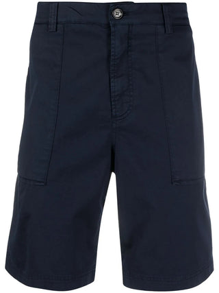 Brunello Cucinelli Cotton Panelled Utility Shorts in Navy