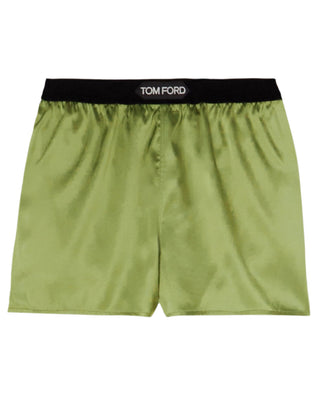Tom Ford Silk Elastic Waistband Shorts in Green