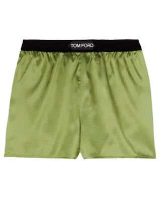 Tom Ford Silk Elastic Waistband Shorts in Green