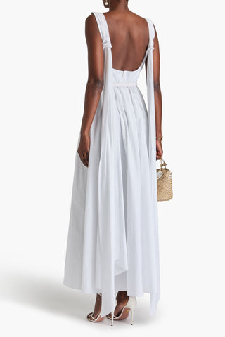 OSCAR DE LA RENTA BELTED COTTON-BLEND POPLIN MAXI DRESS - Size 12