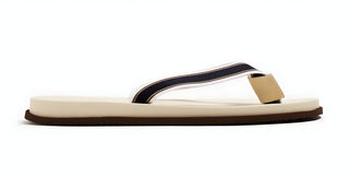 Brunello Cucinelli Striped Fabric Platform Flip-Flop Sandals