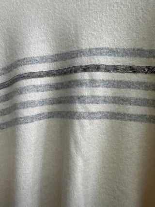 Brunello Cucinelli Cashmere Striped Crew-neck Sweater with Monili