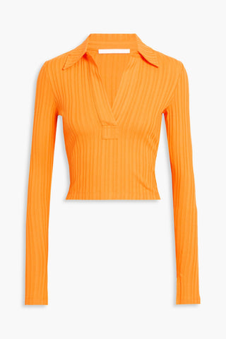 HELMUT LANG CROPPED RIBBED COTTON-JERSEY TOP - Size S