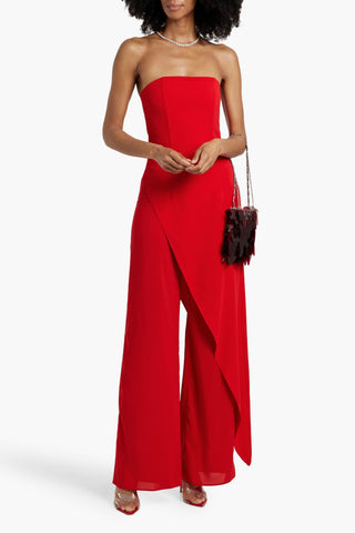 ALICE + OLIVIA ALONDRA STRAPLESS DRAPED CREPE AND CHARMEUSE JUMPSUIT - Size 4