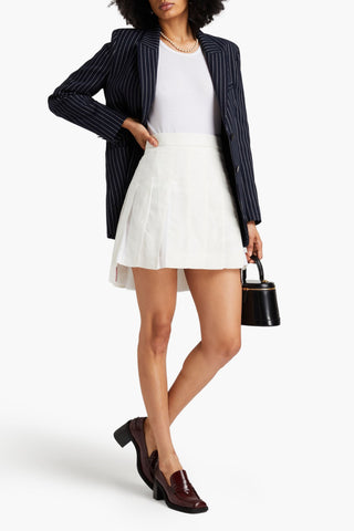 THOM BROWNE PLEATED LINEN MINI SKIRT - Size 40