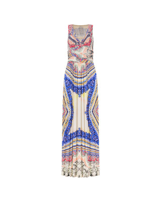 ETRO Printed Silk Paisley Patchwork V-Neck Maxi Dress