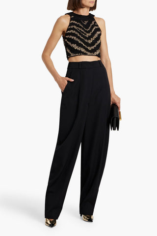 BALMAIN GRAIN DE POUDRE WOOL TAPERED PANTS - Size 34