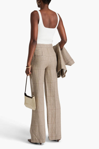 VERONICA BEARD TONELLI PRINCE OF WALES CHECKED LINEN AND COTTON-BLEND WIDE-LEG PANTS - Size 6
