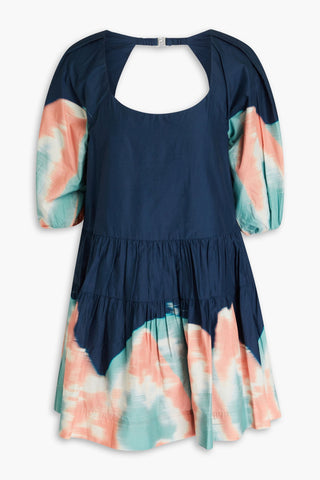 SIMKHAI BAYLEE CUTOUT PRINTED COTTON MINI DRESS - Size XS
