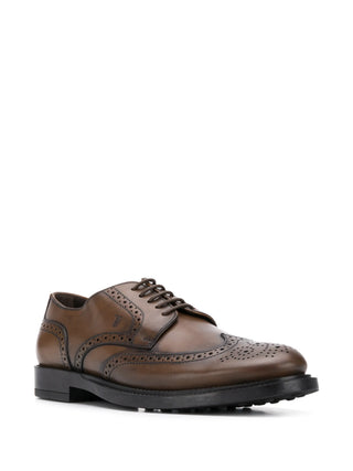 Tods Leather Brogue Derby Shoes in Cocoa