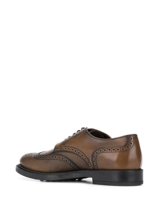 Tods Leather Brogue Derby Shoes in Cocoa