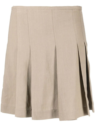 Brunello Cucinelli Cotton Twill Pleated Skirt