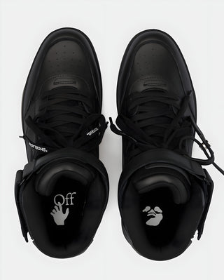 OFF WHITE Leather High-Top Sneakers with Ankle Strap Black