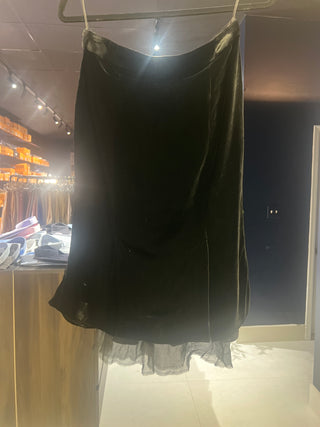 Tom Ford Velvet Draped Pencil Skirt with Sheer Hem