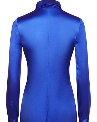 Tom Ford Silk Point-Collar Dress Shirt in Royal Blue