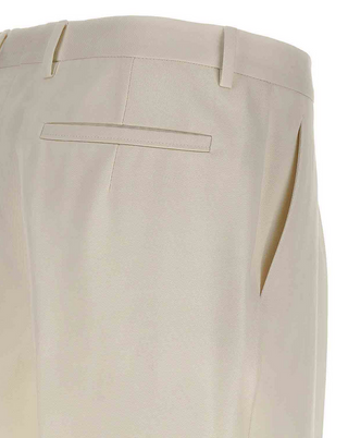 Zegna White Cotton Blend Flat-Front Trousers