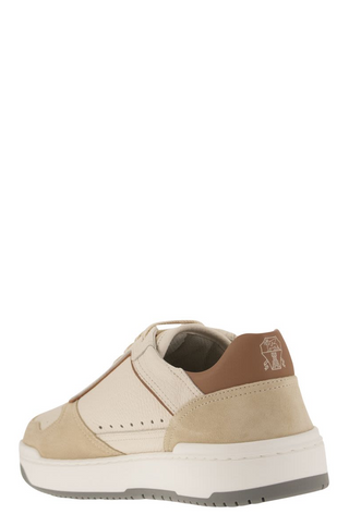 Brunello Cucinelli Two-Tone Leather Suede Low-Top Sneakers