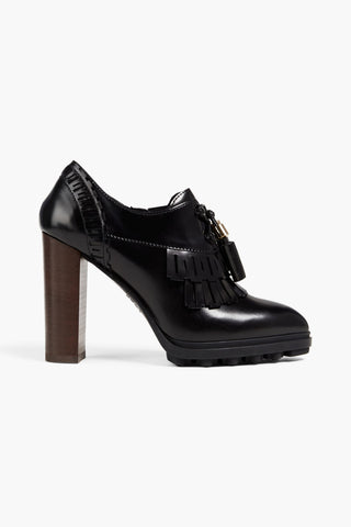 TOD'S FRINGED LASER-CUT LEATHER PUMPS - Size 40