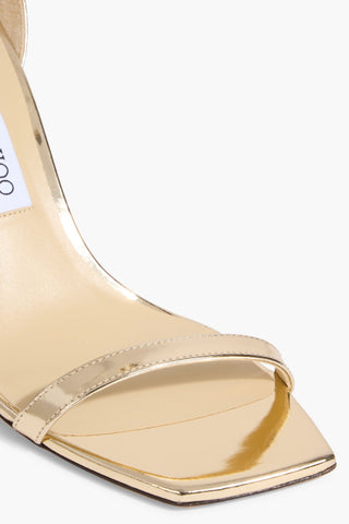 JIMMY CHOO ALVA 85 MIRRORED-LEATHER SANDALS - Size 37